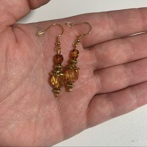 Honey Color Beaded Drop Earrings